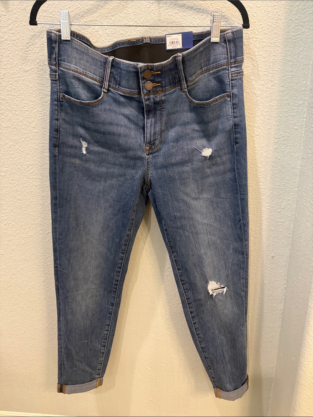 Apt 9 Ankle Mid Rise Distressed Blue Denim Jeans Size 12 NWT